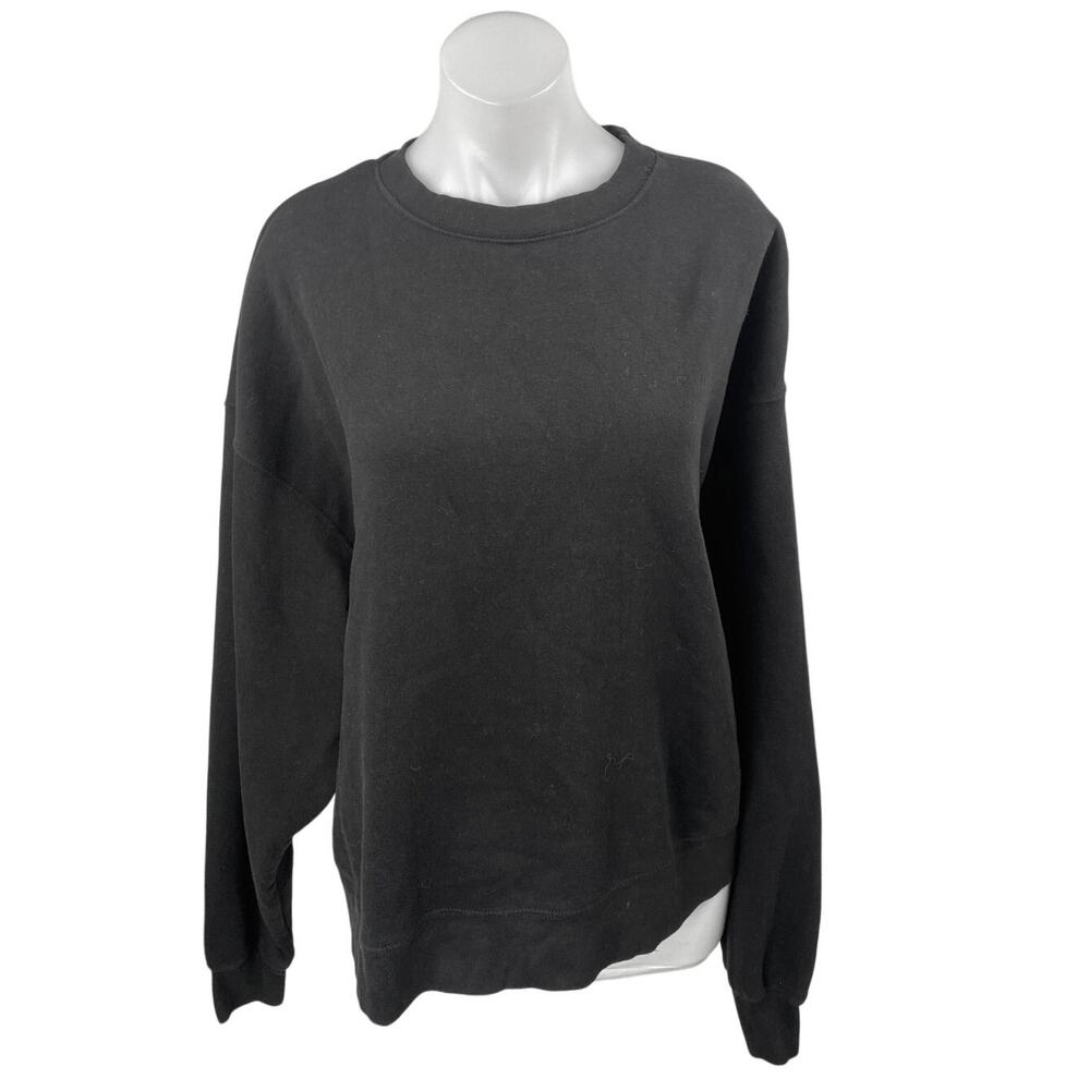 WeWoreWhat Women's Black Long Sleeve Crewneck Fleece Knit Sweater Top Size L